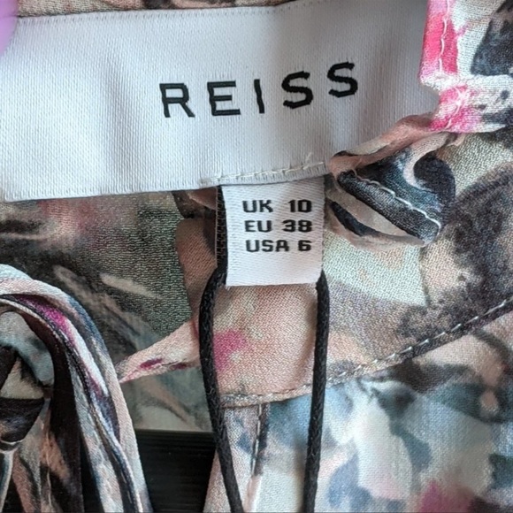 Reiss NWT Watercolor Dakota Dress Size 6 White, Pink, Black - Picture 5 of 7